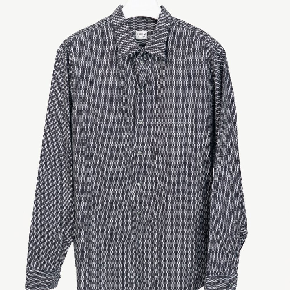 Armani Collezioni Navy Triangle-Print Cotton Button-Up Shirt